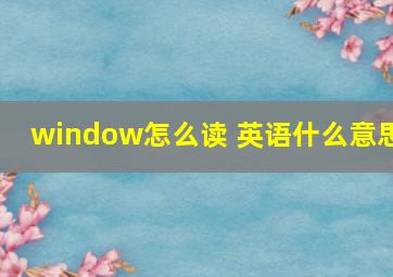 window怎么读 英语什么意思